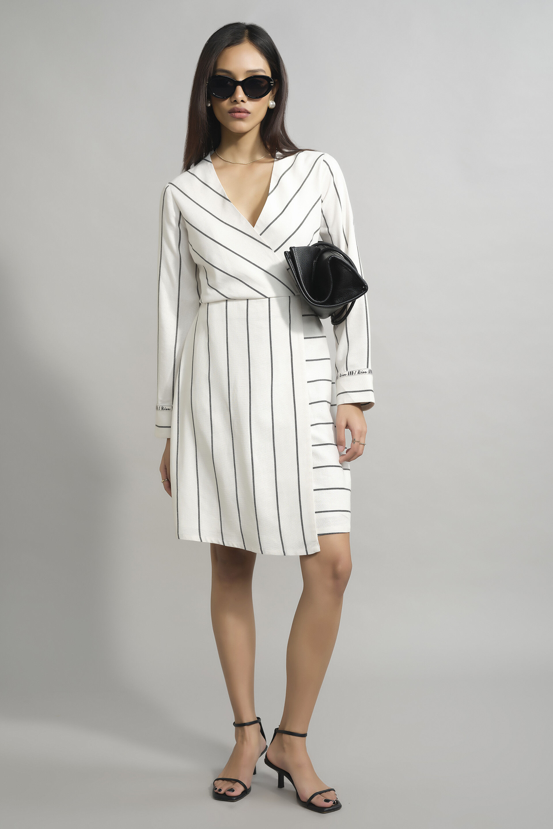 Stripe Every Way Wrap Dress, White, image 3